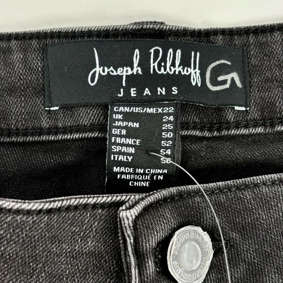 Joseph Ribkoff Women 22 Charcoal Grey Embellished FishNet Cuff Classic Slim Jean - Picture 15 of 15